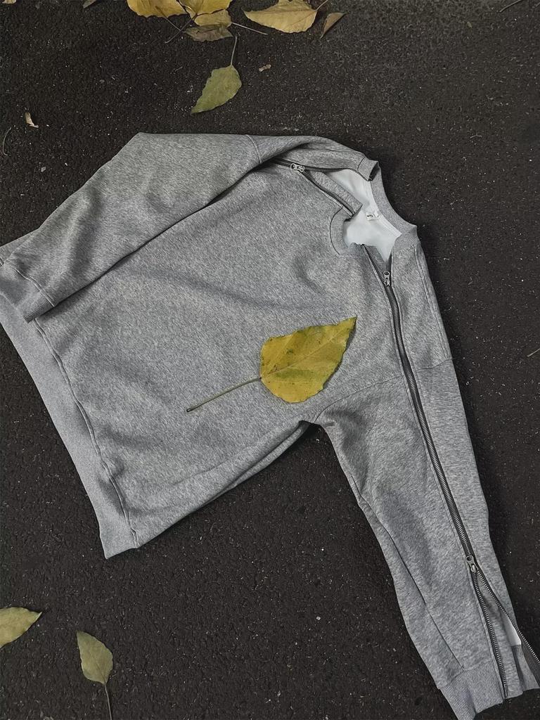 Men's High-Grade Round Neck Zipper Sweatshirt - Autumn Fashion, Hip-Hop Style, Loose Fit