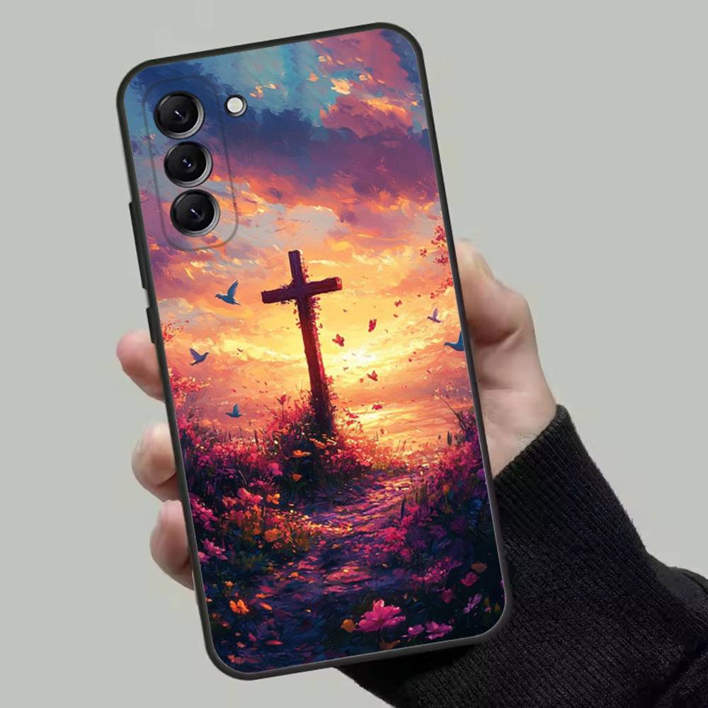 Христианский Крест Христа Чехол для телефона для Samsung Galaxy A13,A21s,A22,A31,A32,A52,A53,A71,A80,Мягкий черный корпус