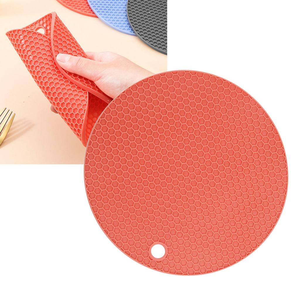 Heat Resistant Mat Silicone Slip Proof Round 17cm Heat Insulation Pad for Kitchen Countertop