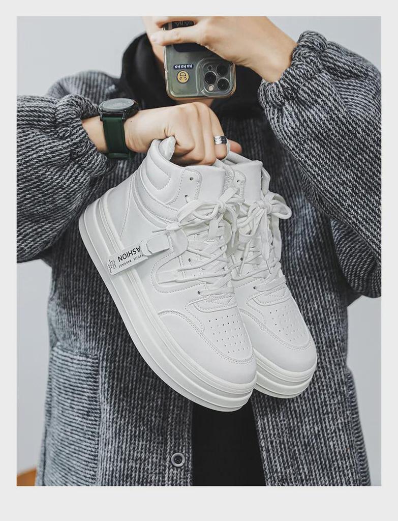 Мужские высокие кроссовки — новые осенние модели с толстой подошвой, визуально увеличивающей рост, модный флуоресцентно-зеленый цвет в гонконгском стиле.