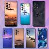Чехол для телефона Samsung Galaxy S23 S24 S25 Ultra S22 Plus S21, черный, с дизайном «Небо и самолет», премиум-класс