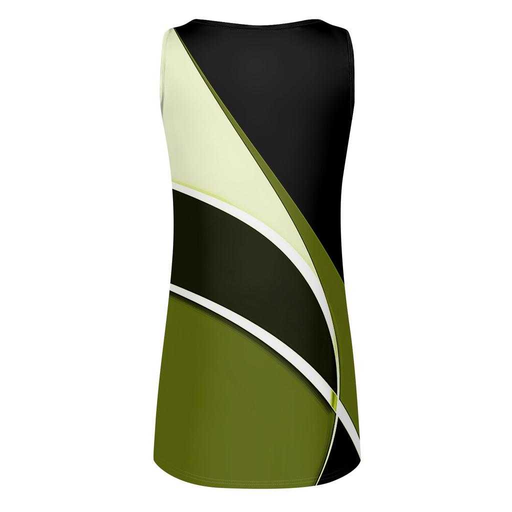 Женское повседневное платье с геометрическим узором и пуговицами с принтом V-образным вырезом Активная мода на открытом воздухе Уличная без рукавов Свободный крой Лето