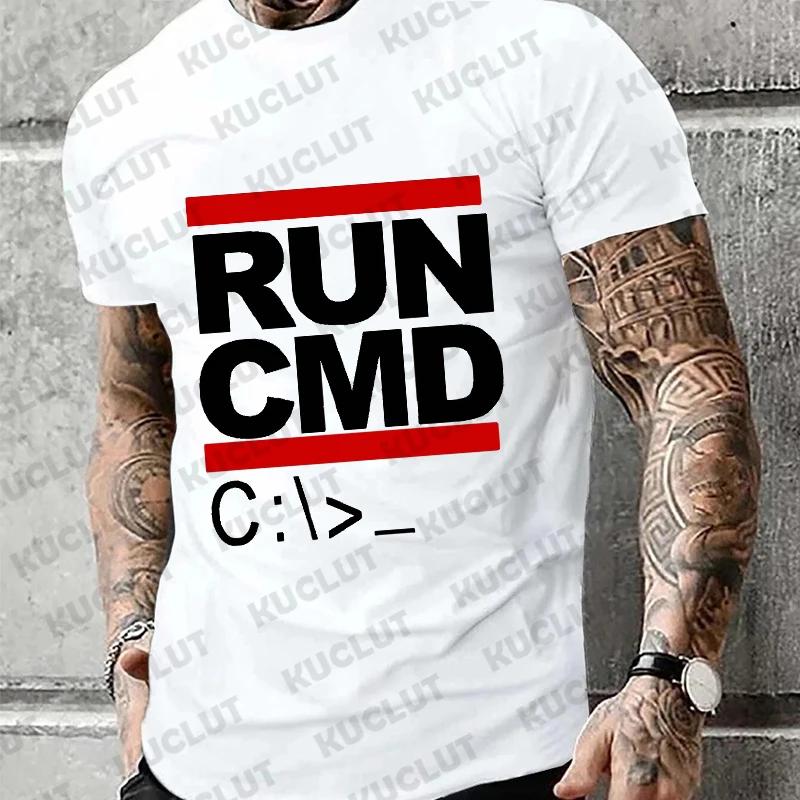 Мужские футболки Run Cmd Computer Programmer футболки забавный подарок на день рождения для мужчины бойфренда мужа лето 2024 футболка с коротким рукавом