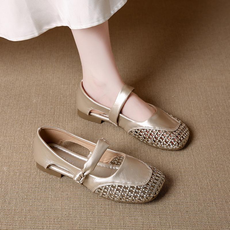 2025 новые женские модные универсальные летние ретро одинарные туфли с круглым носком, римские сандалии, женские полые дышащие сандалии