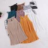 Summer Retro Simple Pleated Halter Top for Women Loose Chiffon Sleeveless Base Top