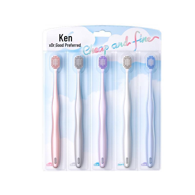 Kent Unisex Soft Bristles Adult Toothbrush, Wide Head, Family Pack, 5 Pieces