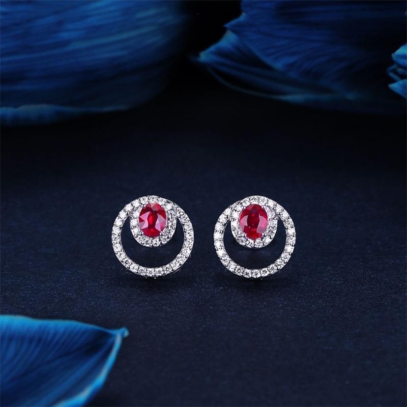 BELLA BOX Роскошные серьги-гвоздики с бриллиантовой огранкой и красным цирконием, подходящие для повседневной женской вечеринки, модные украшения