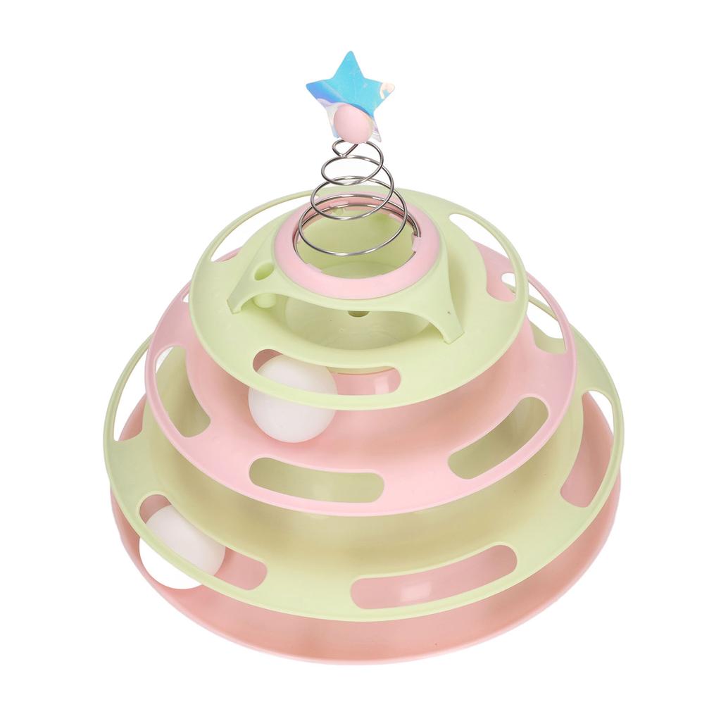 Cat Turntable Toy Relieve Boredom Interactive 4 Level Turntable Cat Toy Balls with Spring Star for