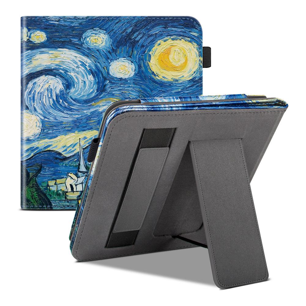 E-book Leather Case for 2024 Kobo Libra Color (Model: N428) 7-inch, Palm Stand with Sleep Mode
