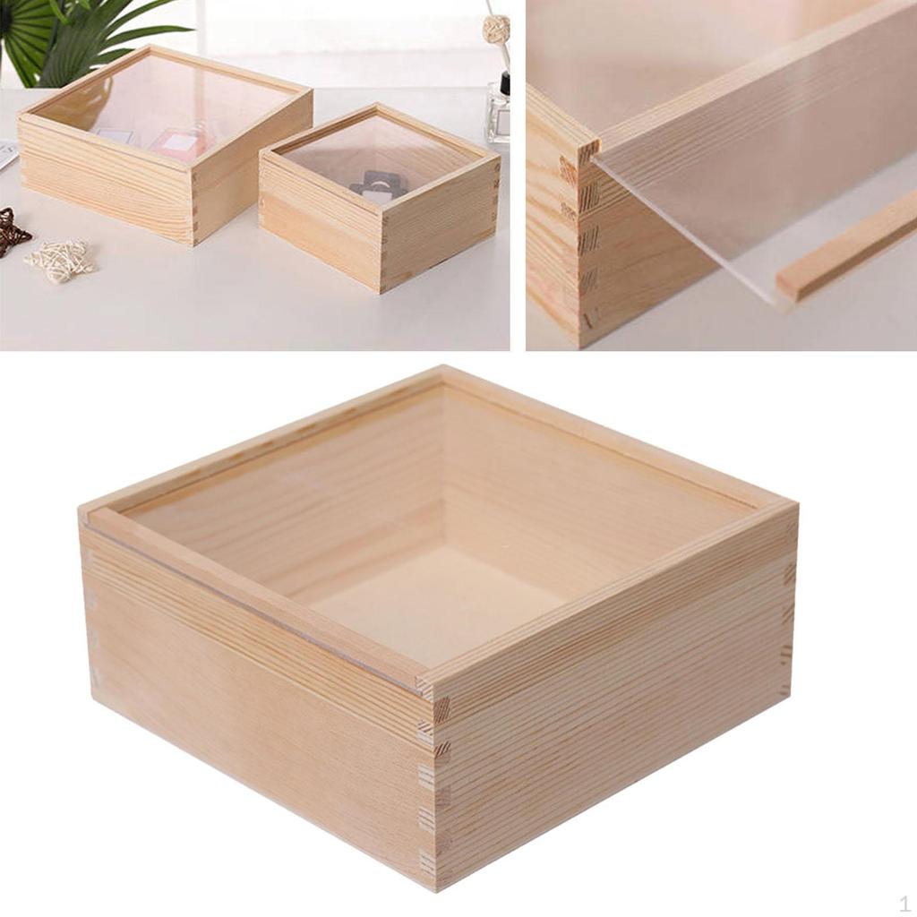 Wooden Box Craft Gift Desktop Candy Display Storage Container Jewlery Organizer
