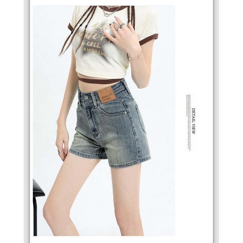 Hot-Selling American Style Summer New High-Waisted Denim Shorts for Women, Loose Fit, Slimming, Wide-Leg Pants, Versatile