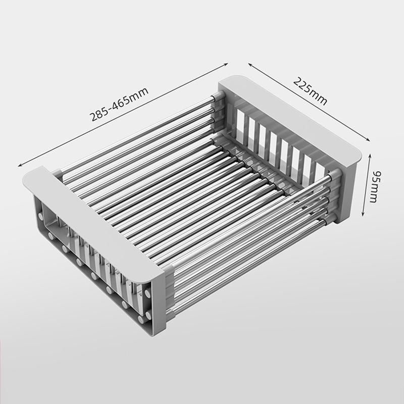 Kitchen Draining Rack Household Stainless Steel Retractable Sink Rack Shelf Cutlery Thickerstorage Dish Organising Shelf