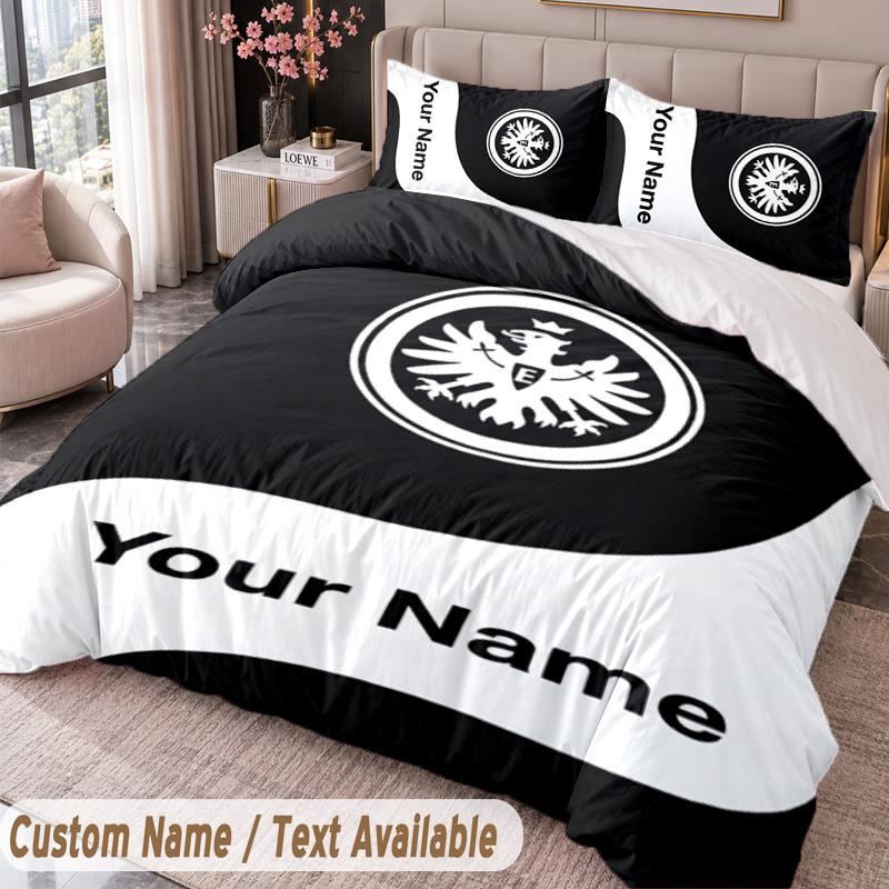 Eintracht Frankfurt Printed Bedding Set Custom Name Text 1 Duvet Cover 2 Pillowcases For Bedroom