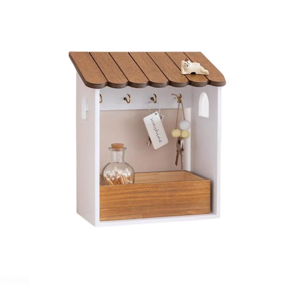Ящик для хранения из цельного дерева с крючками, держатель для ключей, стойка для всякой всячины, японский настенный органайзер для украшения прихожей