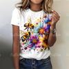 2025 Модные женские футболки, блузки с принтом пчелы, топы для женщин, базовые повседневные женские футболки с принтом, свободная женская одежда