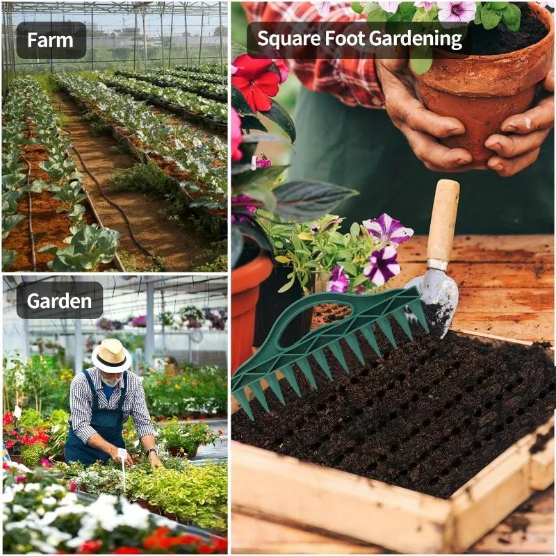 1-3PCS Seeds Spreader Seed-in Gardening Manual 12-Hole Soil Digger Portable Seeds Spacer Soil Puncher for Planting Seeds Soil Loosening