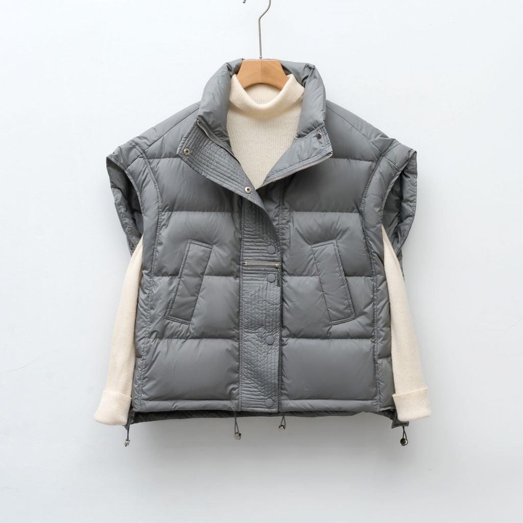 Пуховый жилет со стойкой, пуховый жилет без рукавов, женская толстая теплая универсальная куртка, тренд