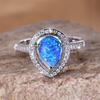 Милое кольцо с камнем в форме капли воды Синий огненный опал Свадебные кольца для женщин Серебряный цвет Помолвочное украшение Подарки на День матери