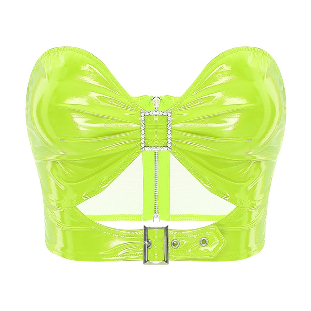 Женские ажурные металлические PU бюстгальтеры топы бюстье нижнее белье костюм для ролевых игр музыкальный фестиваль рейв-вечеринка клубная одежда в стиле панк