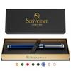 Scriveiner Midnight Blue Rollerball Pen - Stunning Blue Lacquer Luxury Pen, Chrome Finish, Schmidt Ink Refills, Best Roller Ball Fathers Day Gift, Men