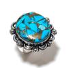 Copper Blue Turquoise 925 Sterling Silver Jewelry Ring Size 7 y9W15