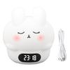 Cute Bunny Night Light with Clock Multi Functional Gentle Lighting Eye Caring Silicone Bedside Lamp