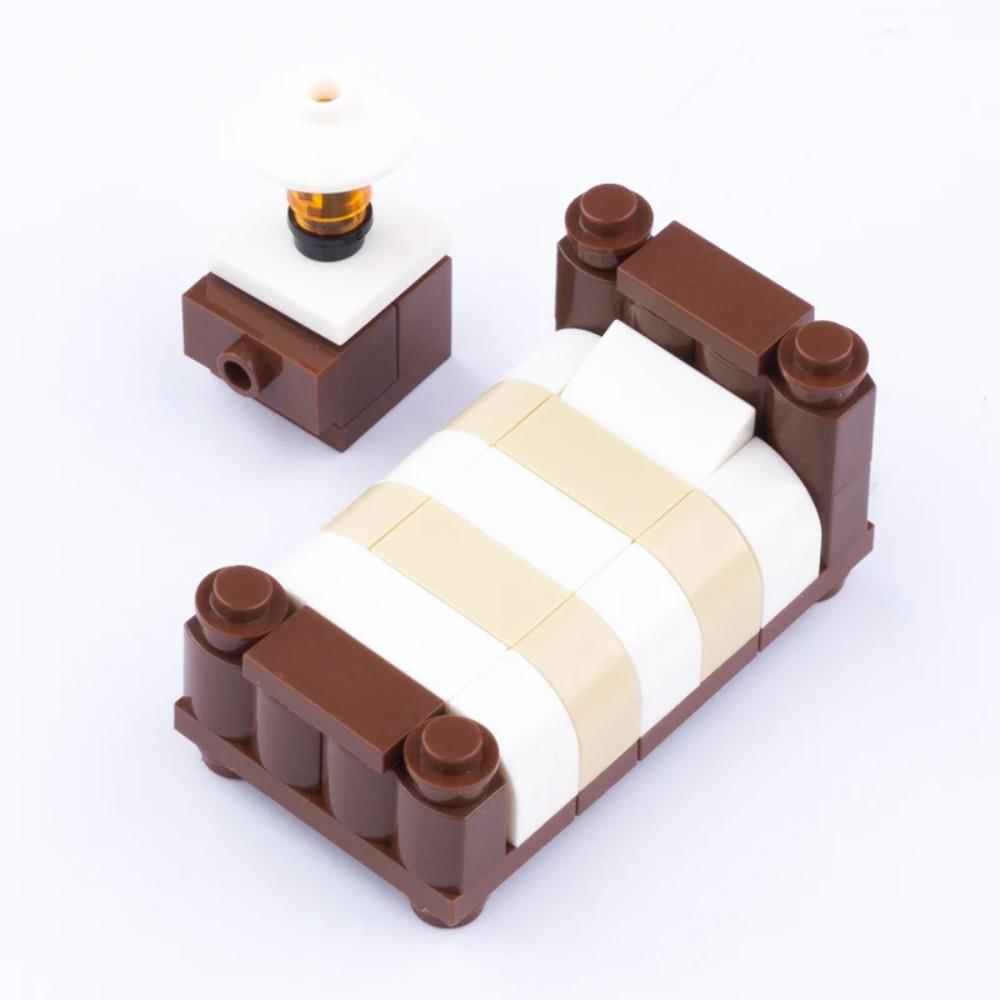 MOC City House Building Block Kitchen Office Bedroom Piano Bed Sofa icebox Lamp Bookshelf Fish Tank Bricks Set Toys