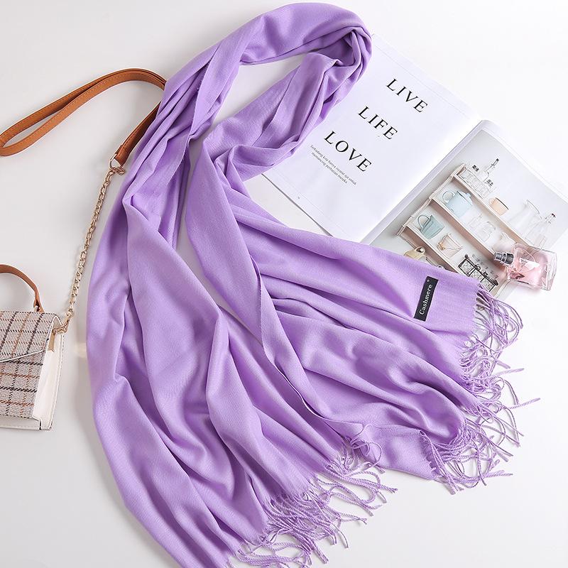 Осенне-зимний новый женский кашемировый шарф, однотонный, имитация кашемира, толстый вышитый кашемировый платок