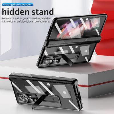 Полный защитный чехол из прозрачного стекла для Samsung Galaxy Z Fold 4 5g Fold4 Fold3 Fold 3 с подставкой-держателем S Pen Складной чехол