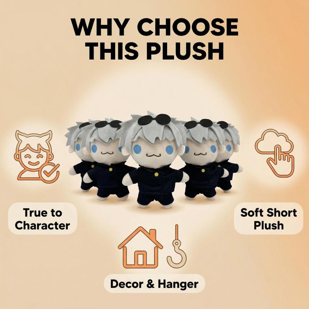 Anime Kawaii Doll Gojo Satoru Plush Doll Soft Cute Skin Friendly Material Stuffed Toy Home Decoration Kids Birthday Gift Fans
