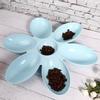 PP Durable Pet Six Petals Multiple Case Food Feeder Water Feeding Bowl for Cats Dogs GeneralBlue