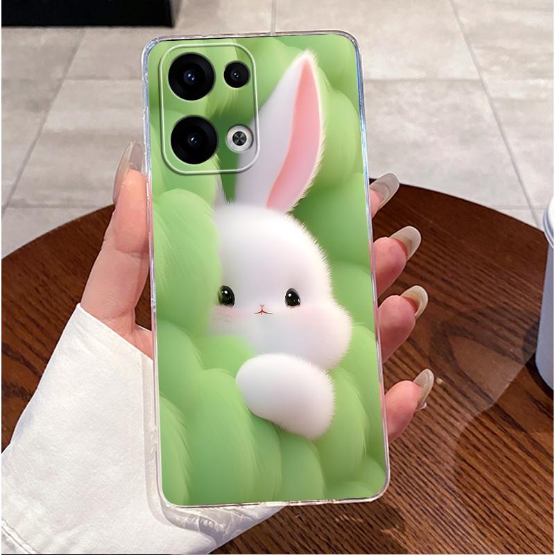 Чехол для OPPO Reno13 Reno 13 Pro 5G Роскошный Милый Сердце Кролик Забавный Чехол OPPO Reno 13 13Pro Reno13Pro 5G Прозрачный Мягкий Чехол для Телефона