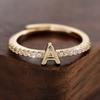Fashion Zircon Initials Letter Ring Classic Simple Opening Finger Ring for Women Party Jewelry Gift