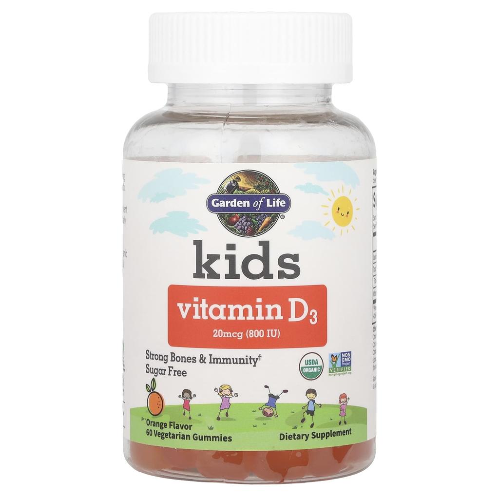 Garden of Life For Children, Vitamin D3, Orange, 20mcg (800IU), 60 Vegetable Gummies