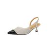 Fashion 2025 New Women Genuine Leather Weave Sandals High Heels Slingbacks Summer Comfort Casual Shoes Office Pumps Party Prom Pumps