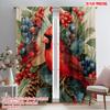 2 шт., Шторы с 2D-печатью, Рулонные шторы, Кардиналы, Рождественский венок, Прочная 100% полиэстеровая ткань (Без Рода) Украшения
