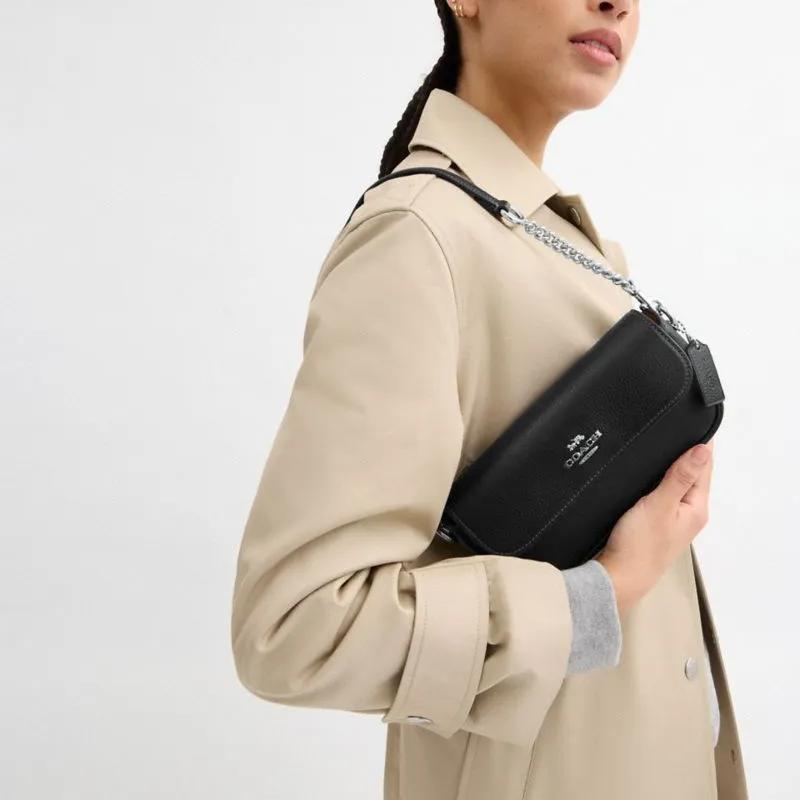 New COACH Hailey Cow Leather Crossbody Handbag, Shoulder Bag Trumpets Women's Black CAN72-SVBK