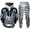 Personality Skull 3D Print Men's Tracksuit Set Gothic Punk Hoodie/Zipper Sweatshirt/Pants/Suit Cool Halloween Streetwear Clothes