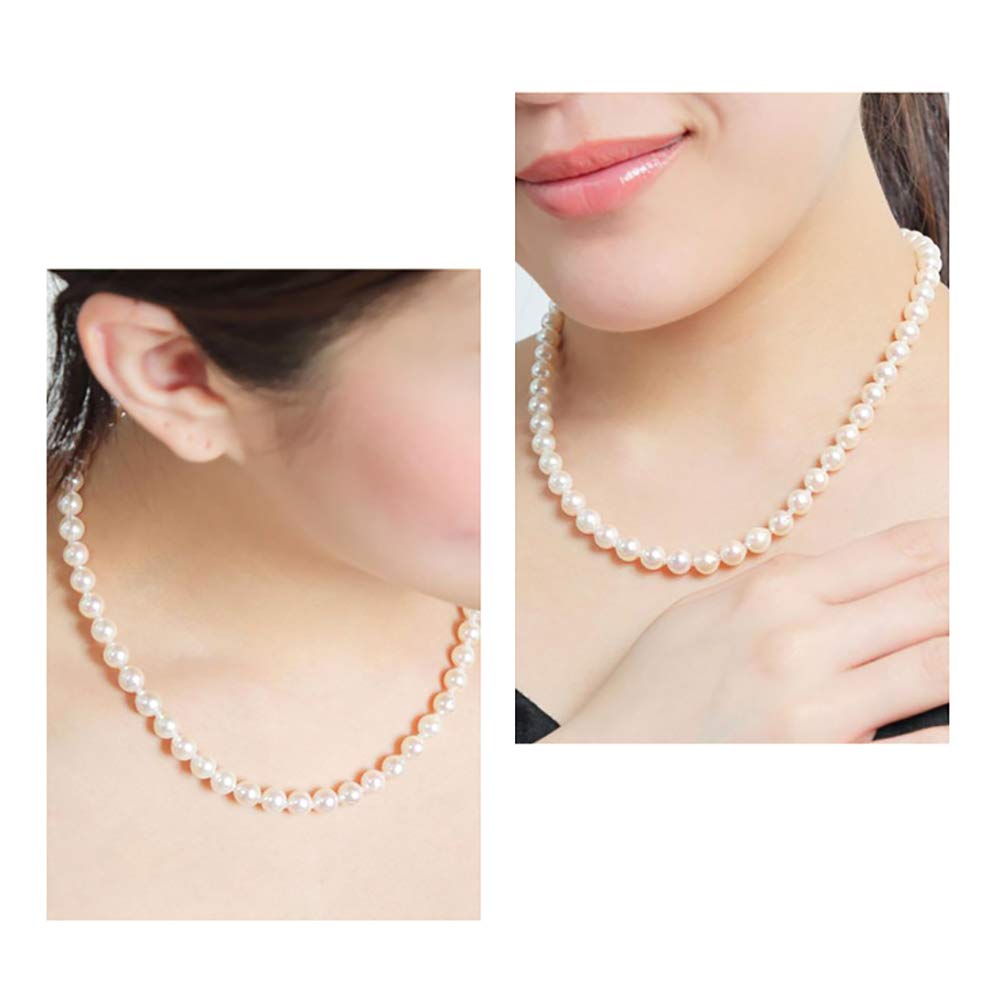 PLUSTER Жемчужное ожерелье Жемчужное ожерелье Натуральный жемчуг Свадебная церемония Akoya Pearl 7 мм Корпус Крест Ювелирные изделия из гипса - 7,5 мм Женские [Жемчуг и набор]