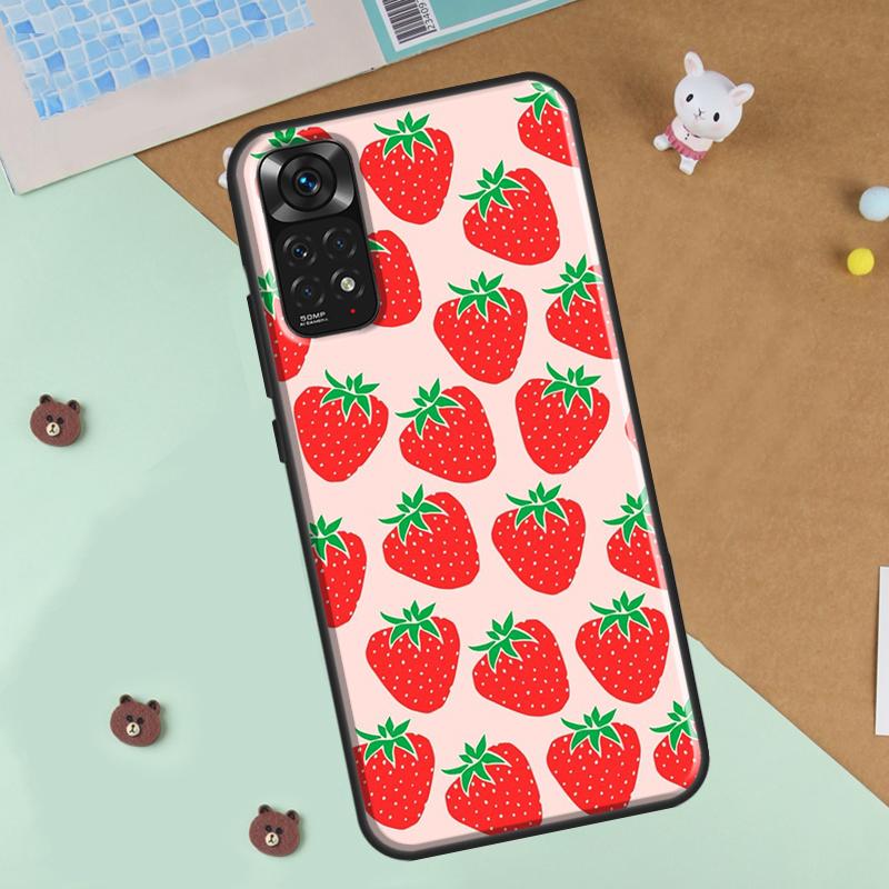 Милый чехол для телефона с клубникой для Xiaomi Redmi Note 12 8 9 10 11 Pro 8T 9S 10S 11S 12S 10A 9C 10C 12C