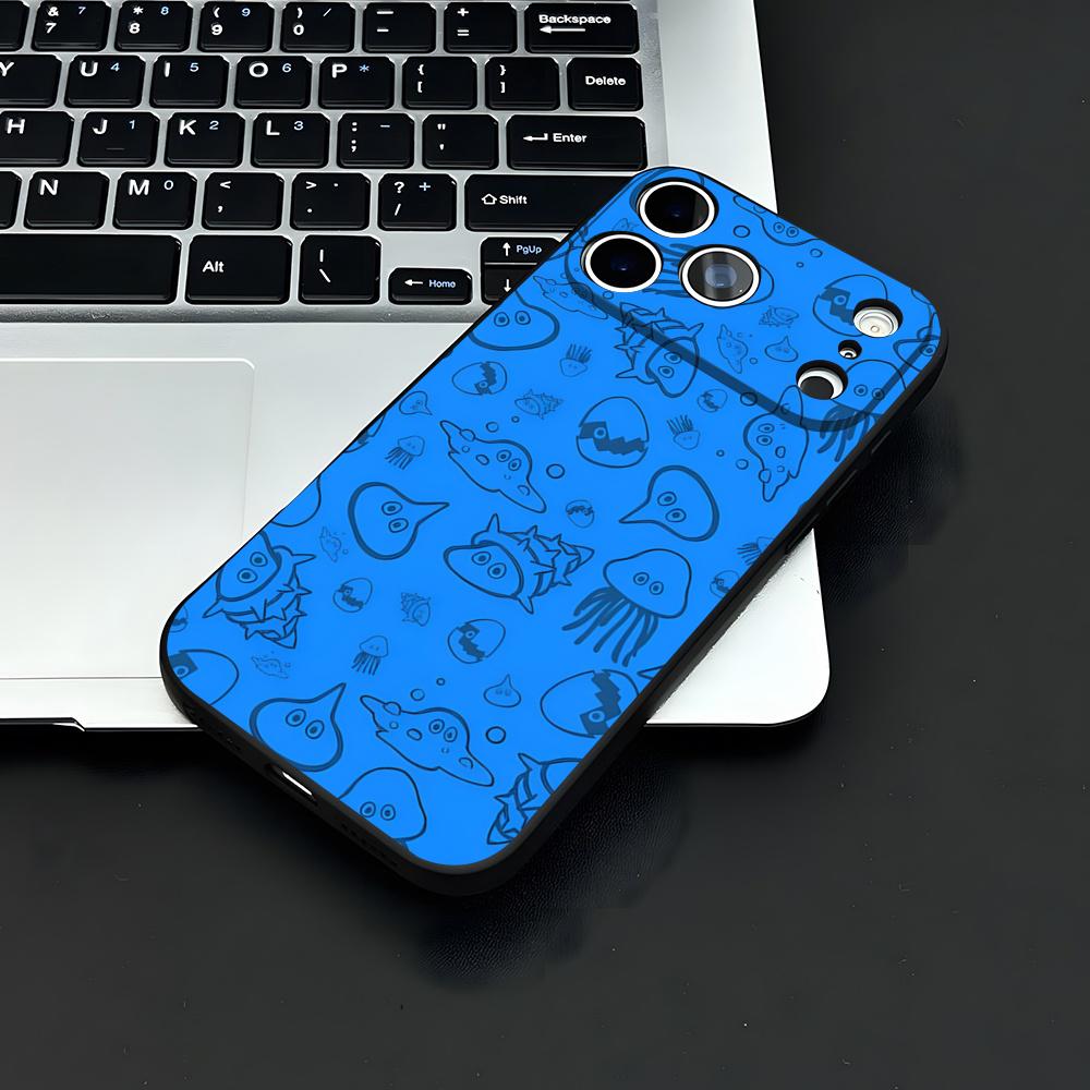 D-dragon Q-Quest Слайм Чехол для телефона Для IPhone 17 Air 16 E Pro Max 15 14 13 Mini 12 Pro 11 Max Plus Черный Мягкий корпус