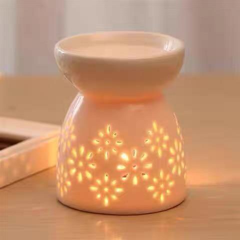 Ceramic Flower Home Aroma Essential Oil Warmer Aromatic Incense & Candle Holder for Perfume Wax Melt Burners Ceramic Oil Burner