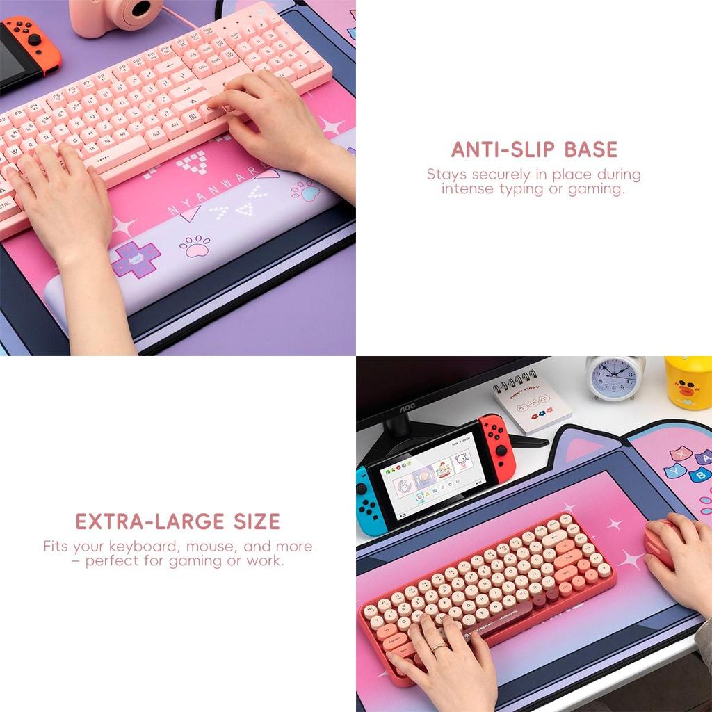 DATA FROG Большой коврик для мыши с милыми кошачьими ушками, компьютерная клавиатура, настольный коврик, большой геймерский коврик для мыши, розовый игровой коврик с героями мультфильмов для девочек, Kawaii, игровые аксессуары