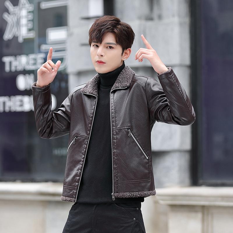 Winter Fleece Thickened Leather Jacket Men's Lapel Large Size Fur Jacket Sweater Integrated Men's Jacket