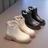 Детские ботильоны на платформе, мягкие зимние ботинки принцессы из кожи для девочек, модные детские универсальные повседневные бежевые хлопковые ботинки
