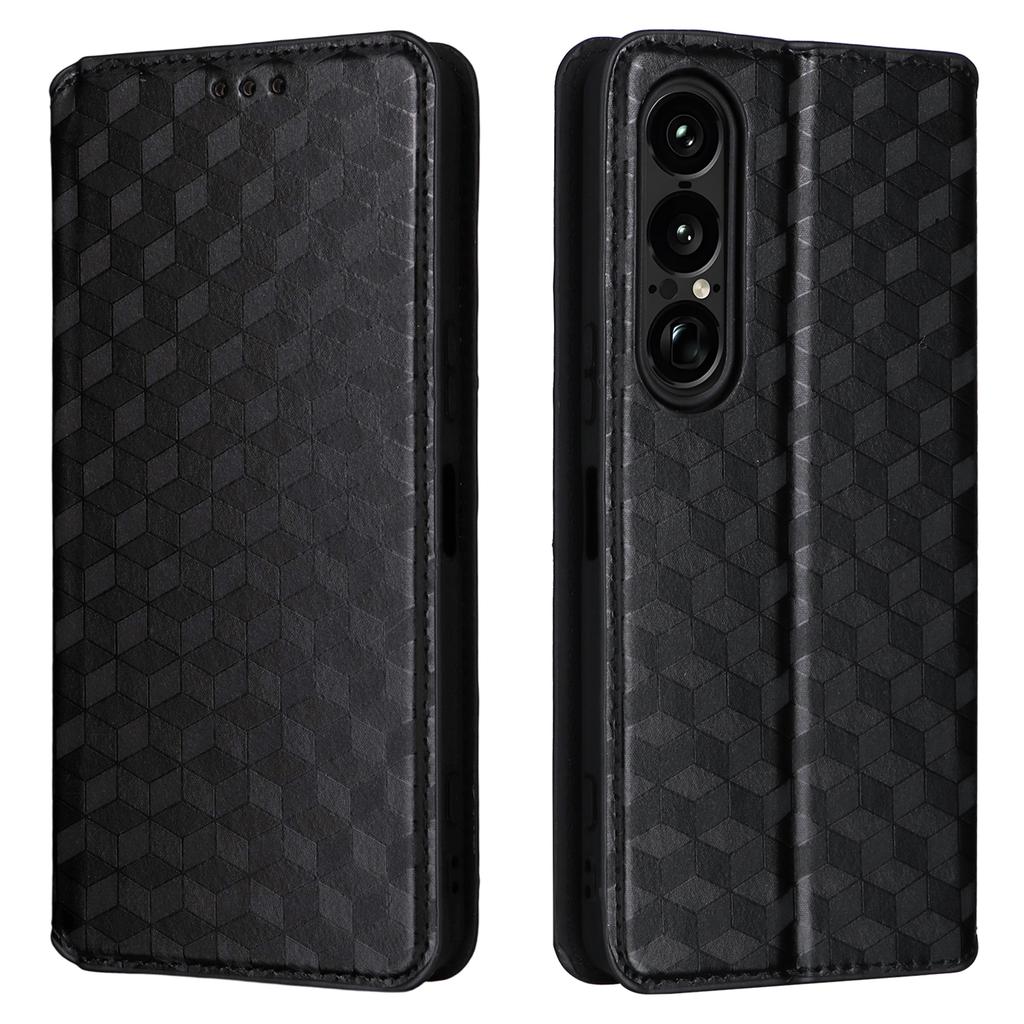 Для Sony Xperia 1 VII Чехол-кошелек Ромбовидный тисненый кожаный чехол для телефона