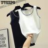 Black White Camisole Vests Women Large Size Loose Solid Color Sleeveless Casual Versatile Large Size Tops