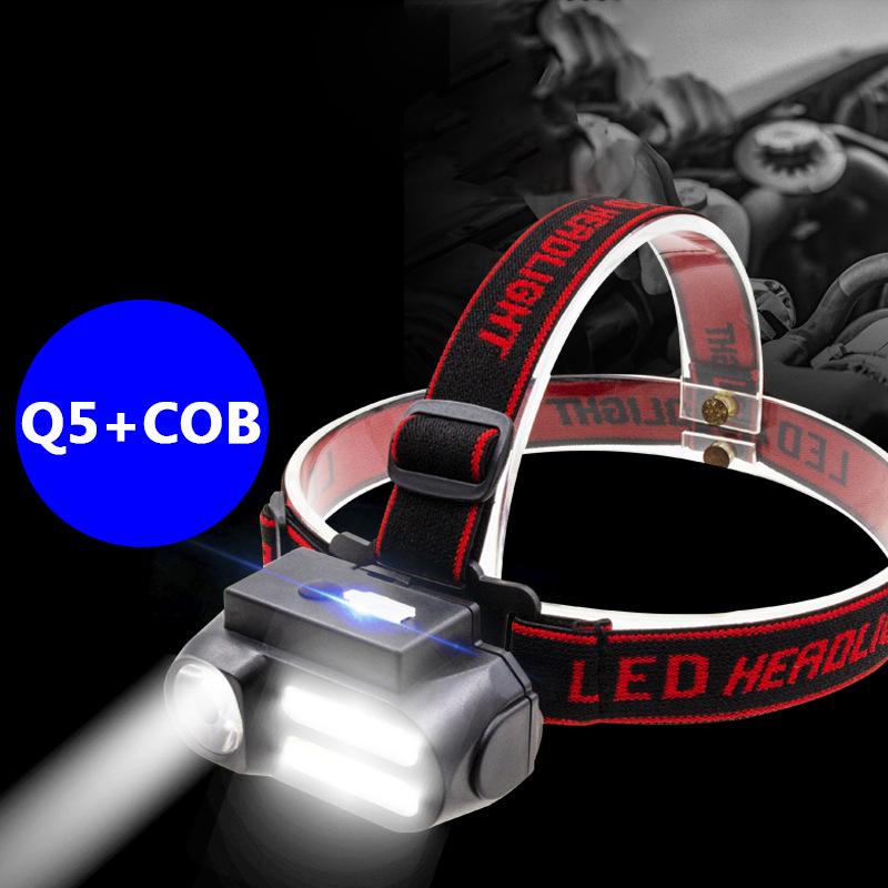 XP-G Q5 COB светодиодная фара для рыбалки, перезаряжаемая батарея 18650, налобный фонарь, лампа для кемпинга