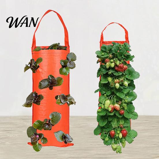 Upside Down Strawberry Planter Hanging Grow Bag Reusable Breathable Plant Garden for Higher Yields with 4 6 8 10 Planting Holes Vegetables And