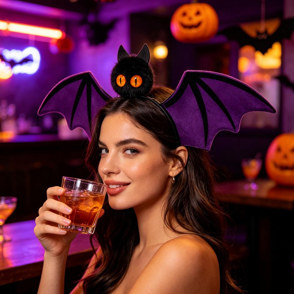 Bat Headband for Halloween Style Hairband for Women Halloween Bat Hairband Plush Headband Costume Cosplay Party for Women